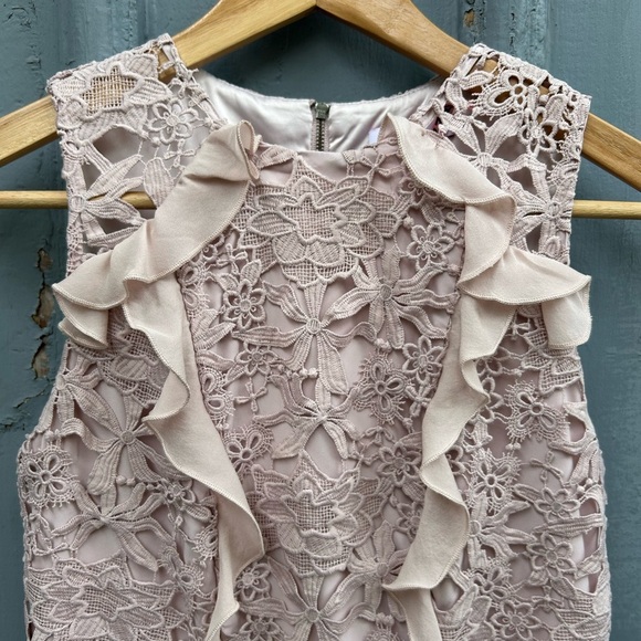 Parker Zahara Pink lace overlay Ruffle Dress, size 0 - Picture 4 of 7